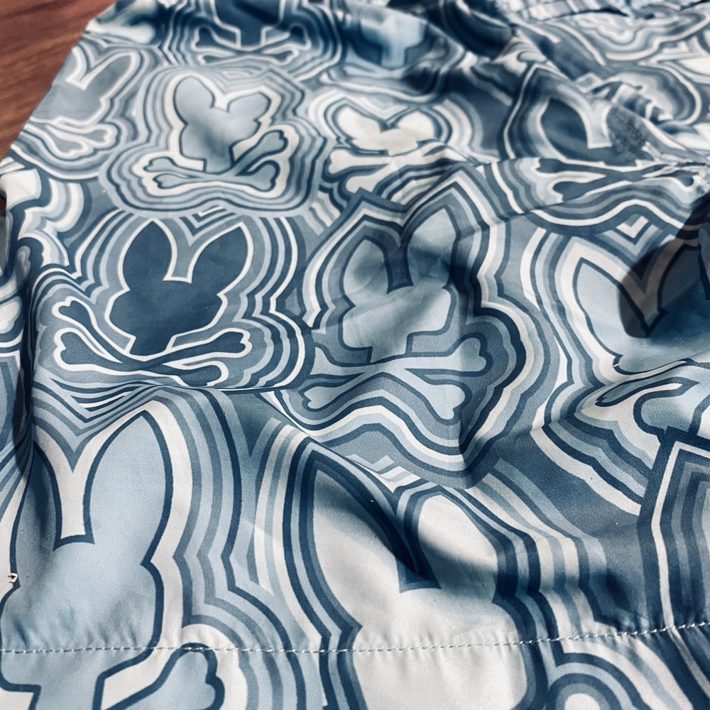 Psycho Bunny Swim Trunks Youth Large 14-16 Blue Bunny Skull Print Shorts - Picture 8 of 8